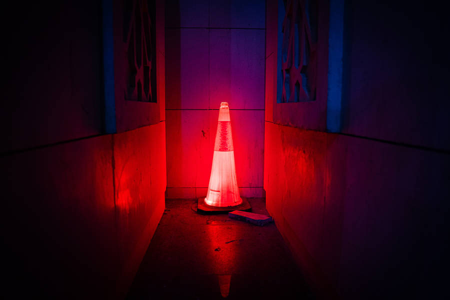 4k Neon Traffic Cone Wallpaper