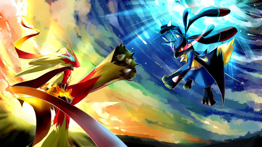 4k Pfp Pokemon Lucario And Blaziken Wallpaper