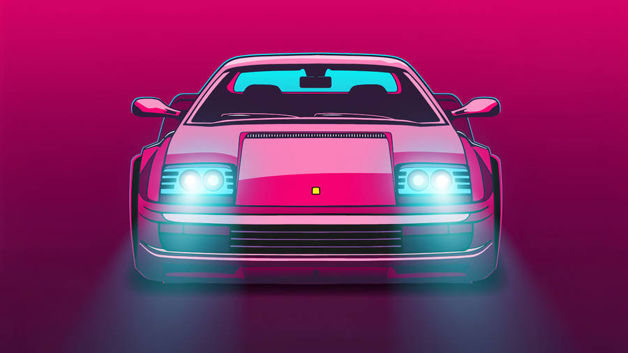 4k Pink Car With Headlights Wallpaper