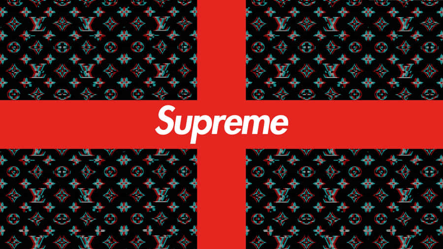 4k Supreme Red Cross And Louis Vuitton Wallpaper