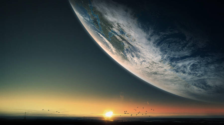 4k Ultra Hd 2160p Planet And Sunrise Wallpaper