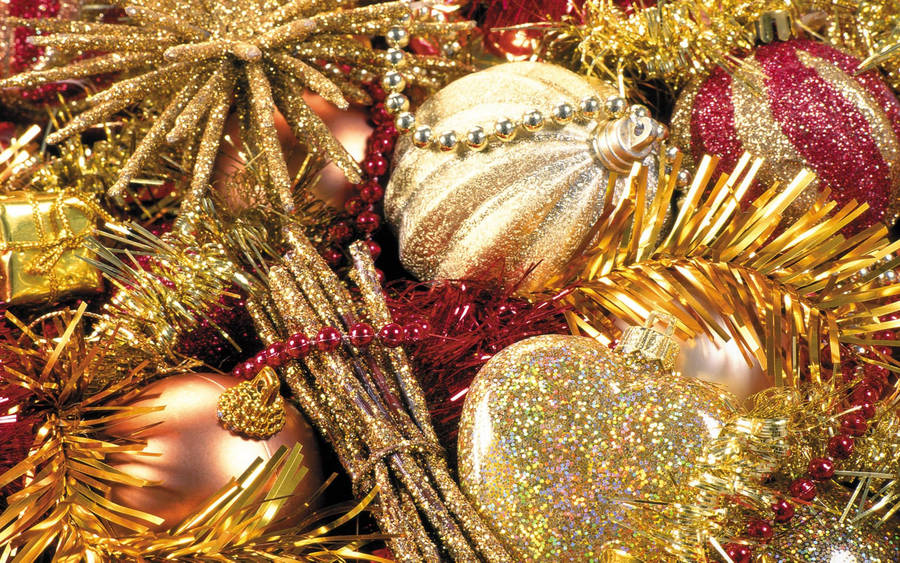 4k Ultra Hd Christmas Gold Decoration Wallpaper