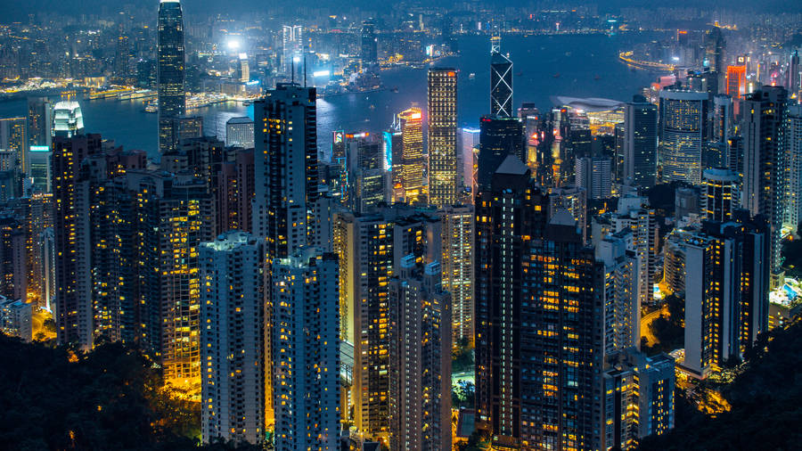 4k Ultra Hd City Of Hong Kong Skyline Wallpaper