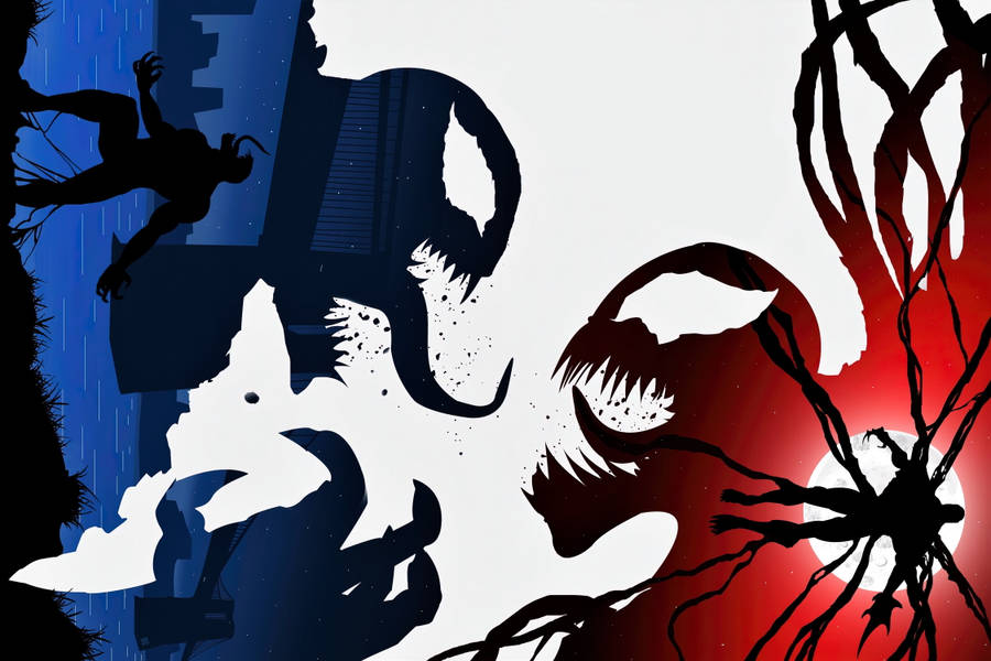 4k Ultra Hd Venom And Carnage Silhouette Wallpaper