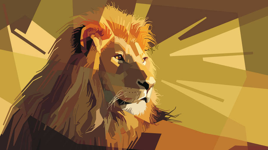 4k Vector Golden Lion Wallpaper