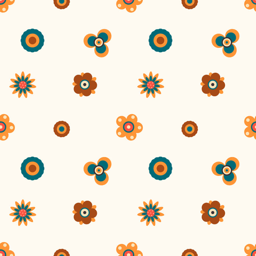 70s Floral Geometric Pattern Wallpaper
