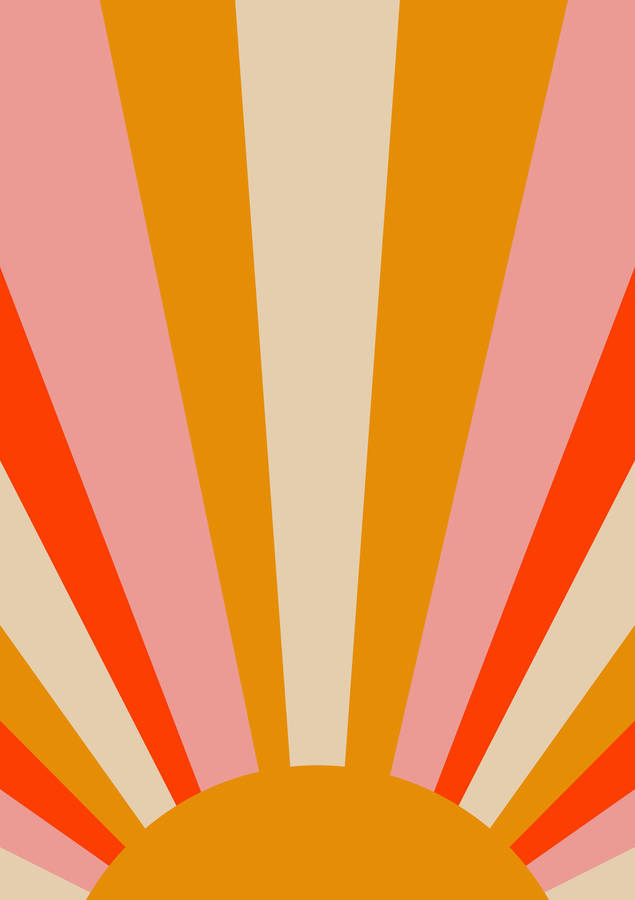 70s Retro Sun Design With Vibrant Colors Wallpaper