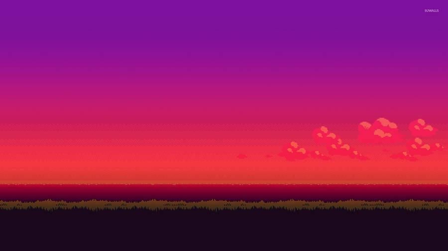 8 Bit Purple Sunset Wallpaper