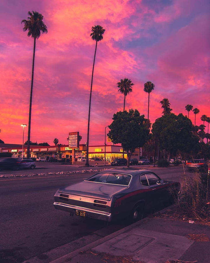 80’s Sunset Vibe Wallpaper