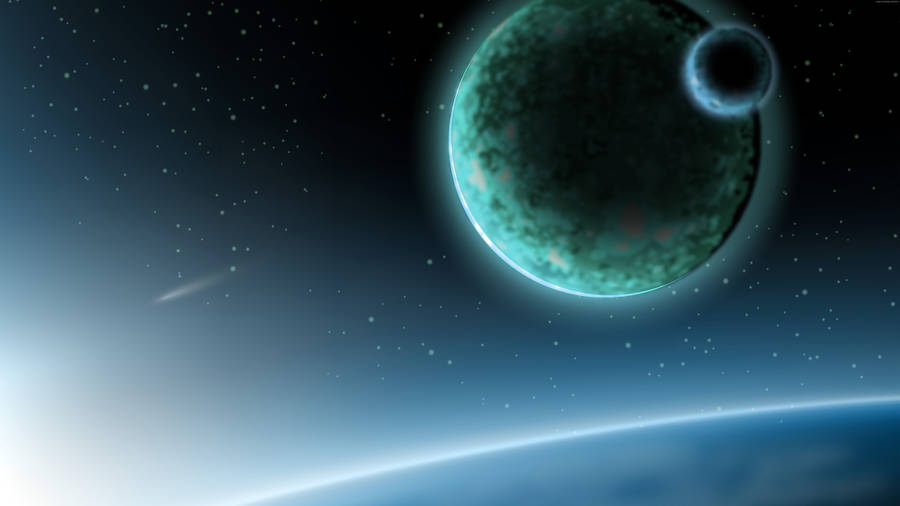 8k Desktop Planet And Moon Wallpaper