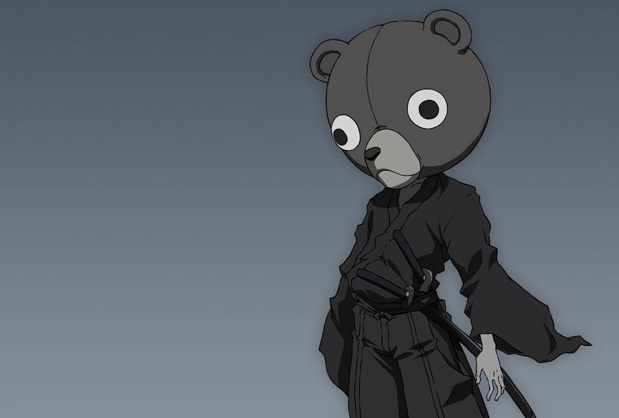 8k Samurai Wearing Bear Head Wallpaper