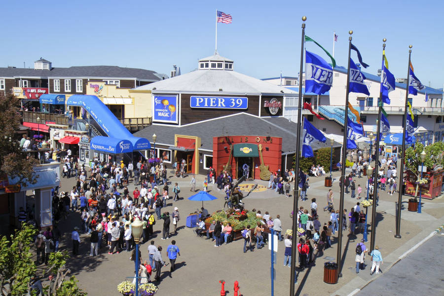 A Beautiful Aerial View Of Fisherman's Wharf, Pier 39 Wallpaper