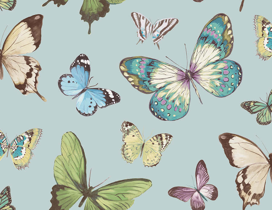 A Beautiful Green Butterfly Perched Atop A Flower Wallpaper