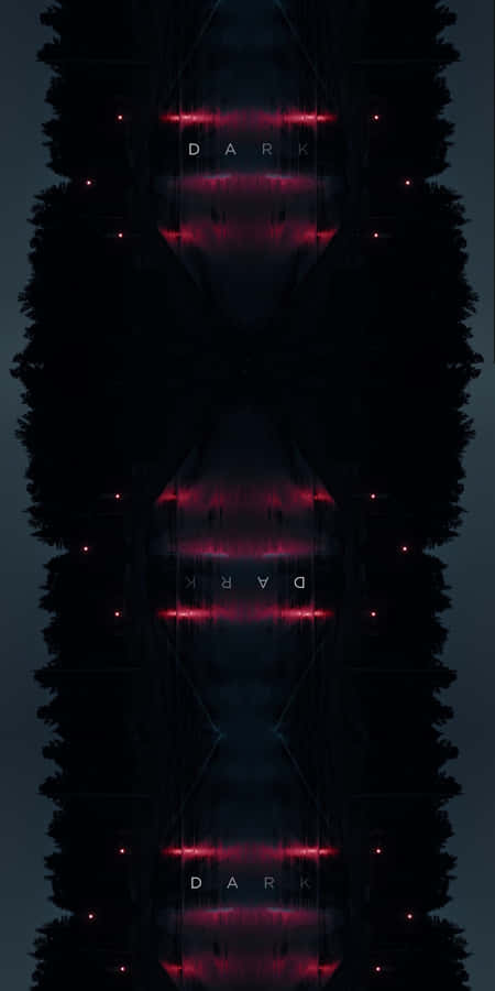 A Black And Red Image Of A Tree With Red Lights Wallpaper