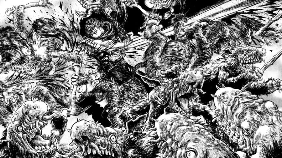 A Black And White Drawing Of A Group Of Zombies Wallpaper