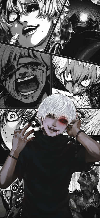 A Black And White Image Of A Character With White Hair Wallpaper