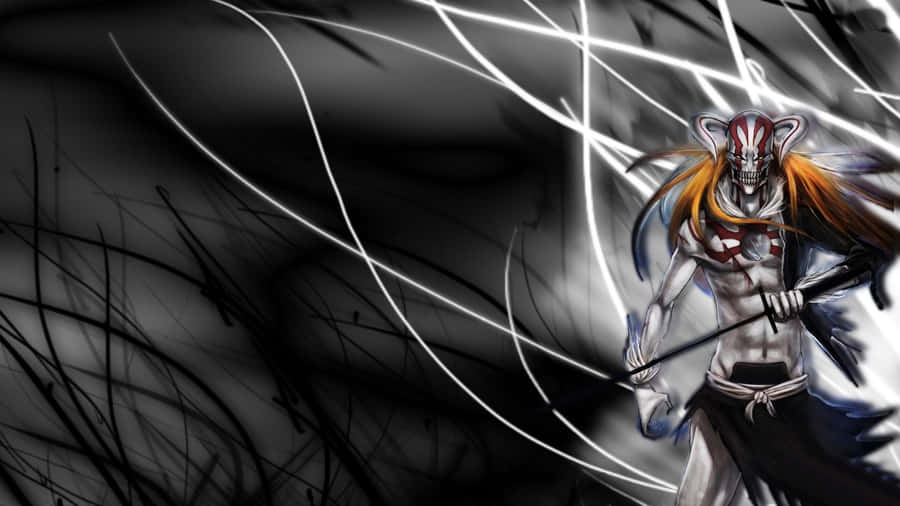 A Black And White Image Of A Demon With A Sword Wallpaper