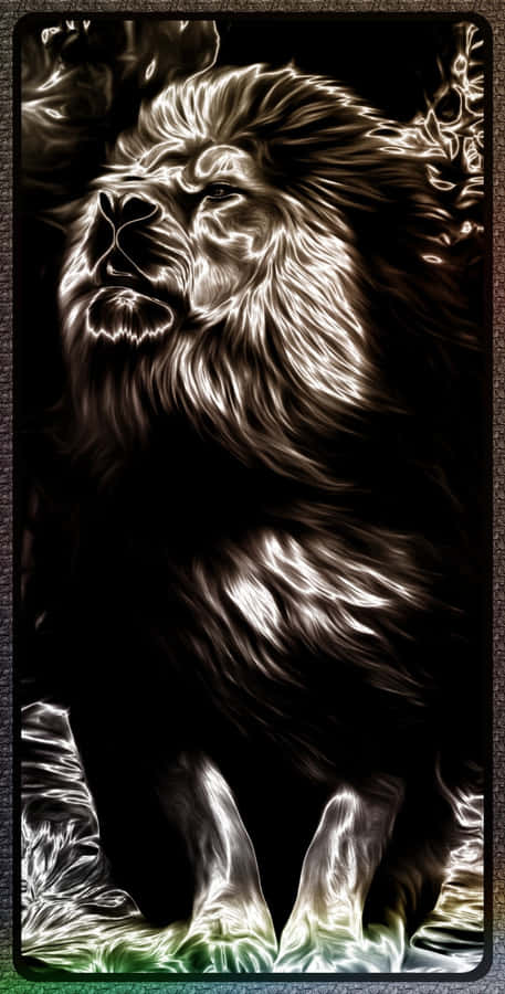 A Black And White Image Of A Lion Wallpaper