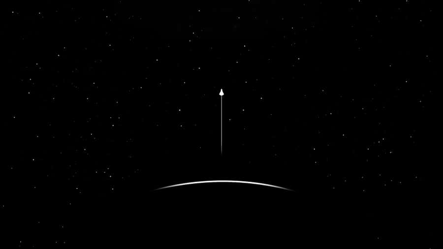 A Black And White Image Of A Rocket In Space Wallpaper