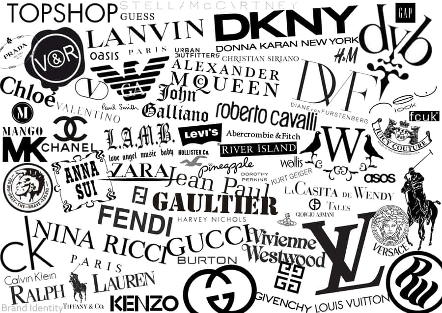 A Black And White Image Of Many Different Brands Wallpaper