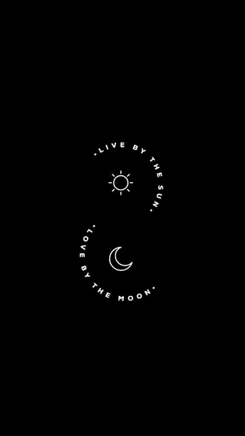 A Black Background With A Sun And Moon Wallpaper
