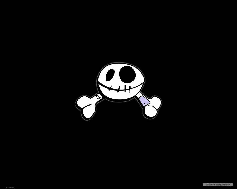 A Black Background With A White Skull And Crossbones Wallpaper