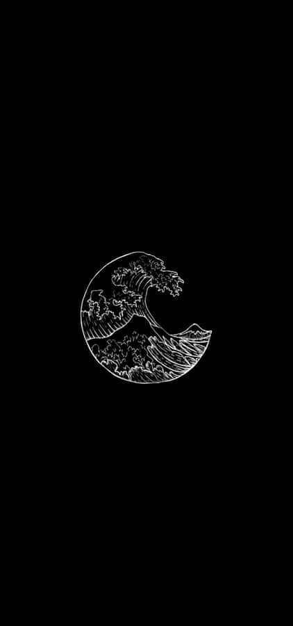 A Black Background With A White Wave On It Wallpaper
