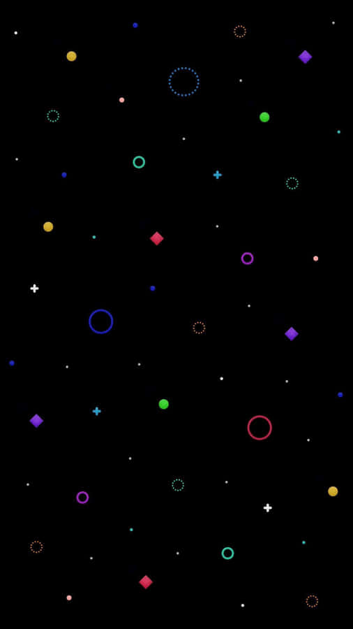 A Black Background With Colorful Circles And Dots Wallpaper