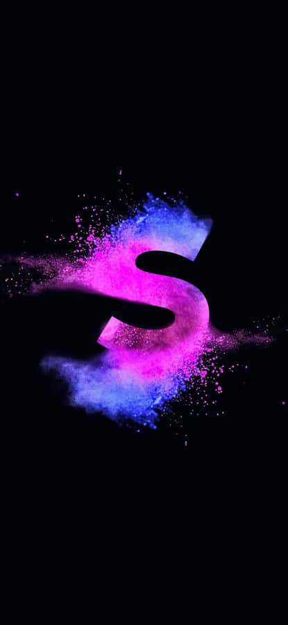 A Blue And Pink Letter S On A Black Background Wallpaper