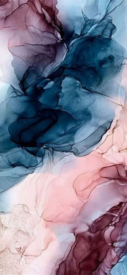 A Blue And Pink Watercolor Painting On A Wall Wallpaper