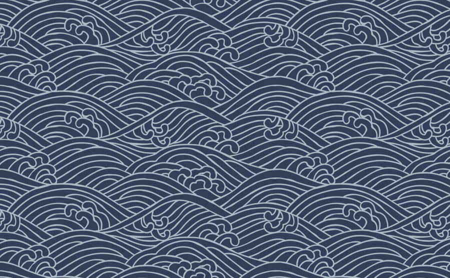 A Blue And White Wave Pattern Wallpaper