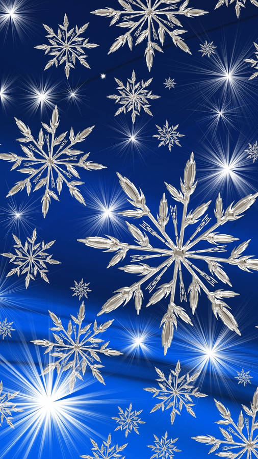 A Blue Background With Snowflakes Wallpaper