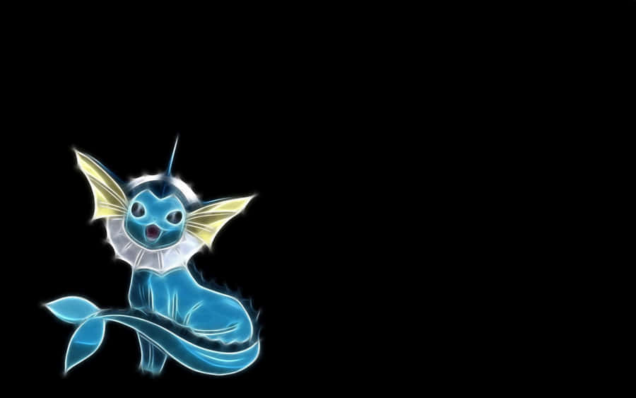 A Blue Cat With Wings Sitting On A Black Background Wallpaper