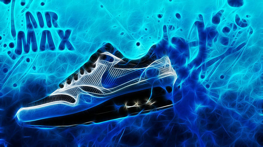 A Blue Shoe With The Word Air Max On It Wallpaper