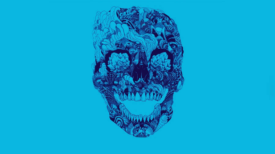 A Blue Skull With A Blue Background Wallpaper