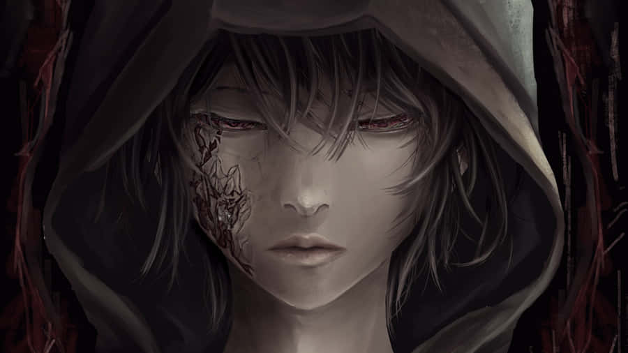 A Boy Stands In Terror At The Evil Lurking In The Shadows. Wallpaper