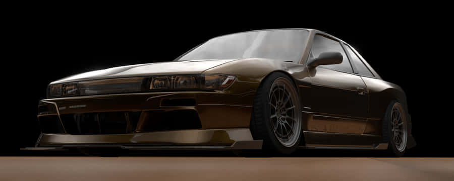 A Brown Car Is Shown In A Dark Room Wallpaper