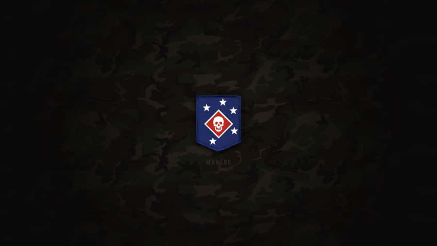 A Camouflage Background With A Military Emblem Wallpaper