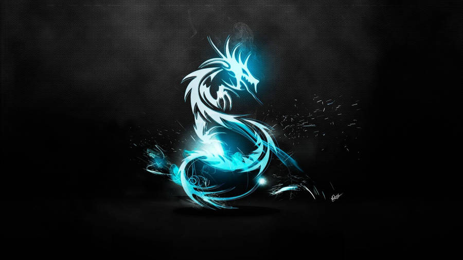 A Captivating Light Dragon Symbol Enshrouded In Blackness Wallpaper