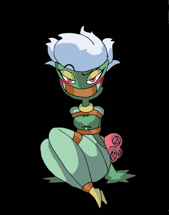 A Cartoon Character With A Green Hair And A Pink Flower Wallpaper