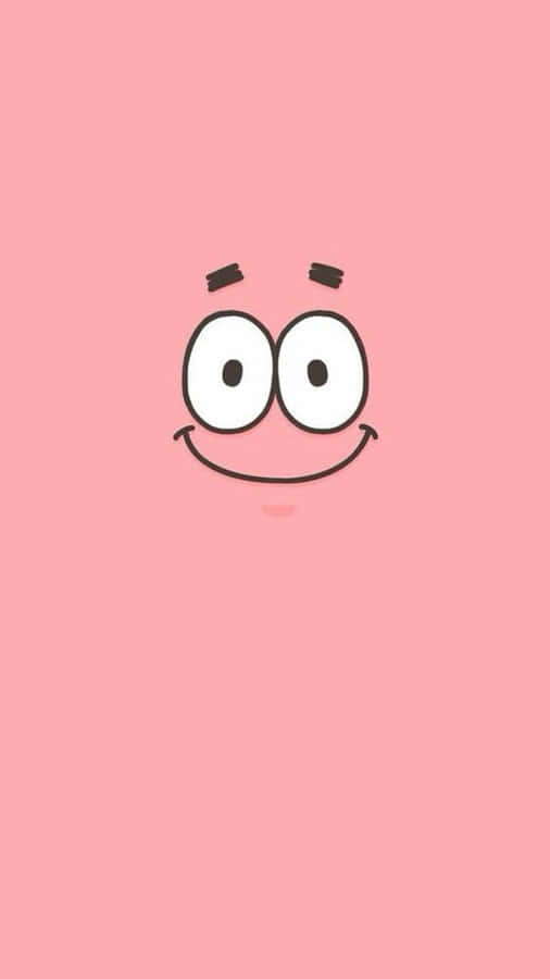 A Cartoon Face With Big Eyes On A Pink Background Wallpaper