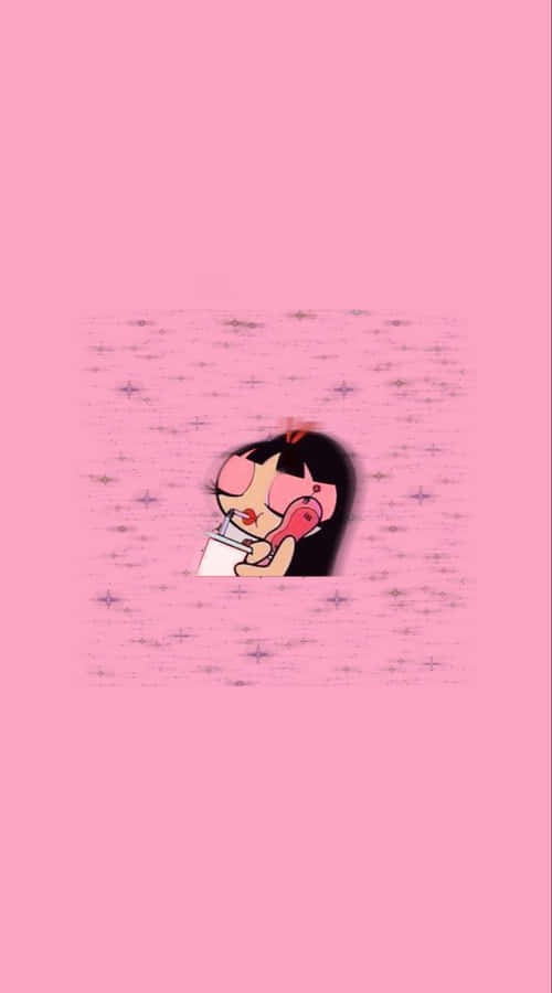 A Cartoon Girl With A Pink Background Wallpaper