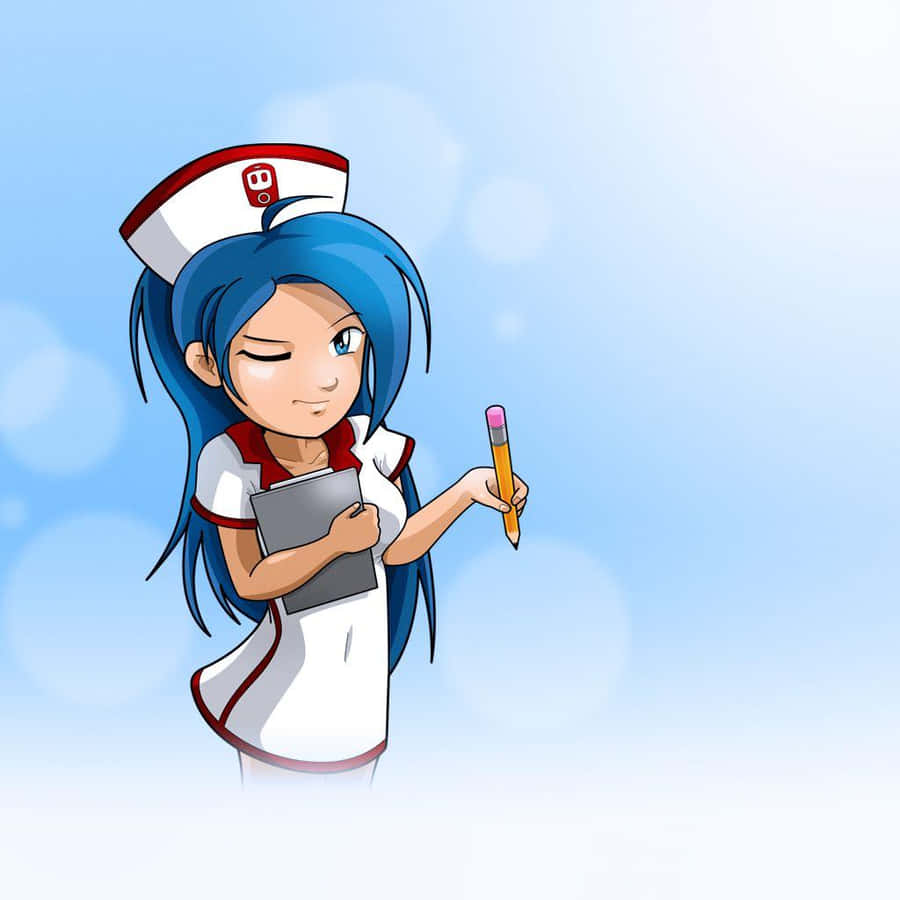 A Cartoon Nurse Holding A Toothbrush Wallpaper