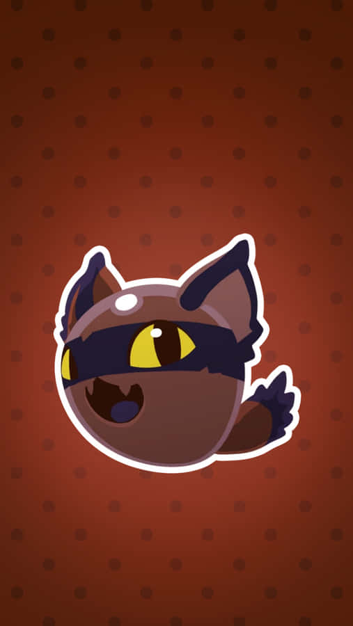 A Cat Sticker On A Brown Background Wallpaper