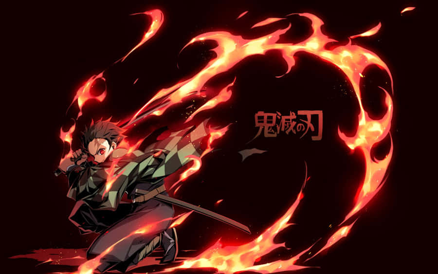 A Character With A Sword And Fire Wallpaper