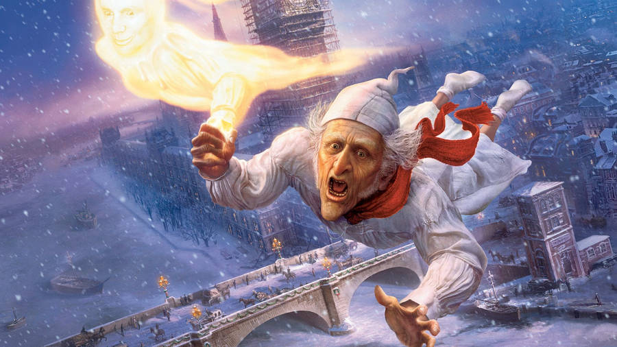 A Christmas Carol Ebenezer Magical Torch Wallpaper