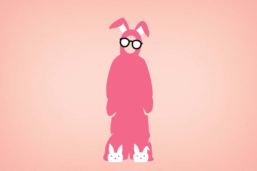 A Christmas Story Pink Bunny Vector Art Wallpaper