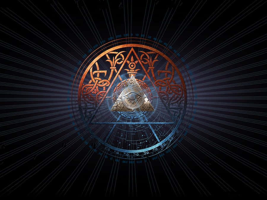 A Circular Symbol With A Blue And Orange Background Wallpaper