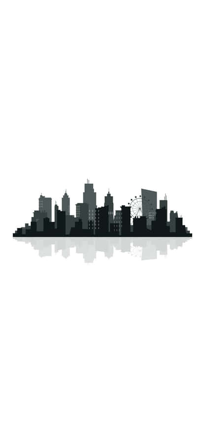 A City Skyline With Reflections On A White Background Wallpaper