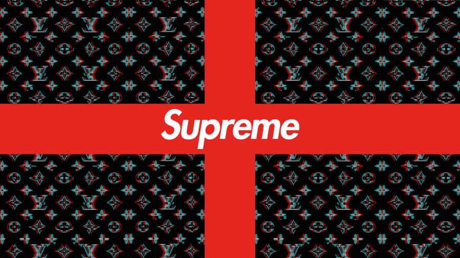 A Classic Supreme Logo In The Center Of A Vibrant Red Background Wallpaper